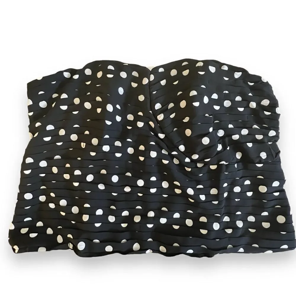 Ashley Stewart Ruched Polka Dot Bustier, Size 22/24 Black/White